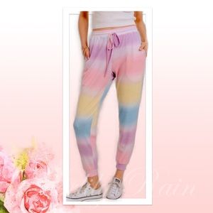 Pastel Tie Dye Striped Joggers
